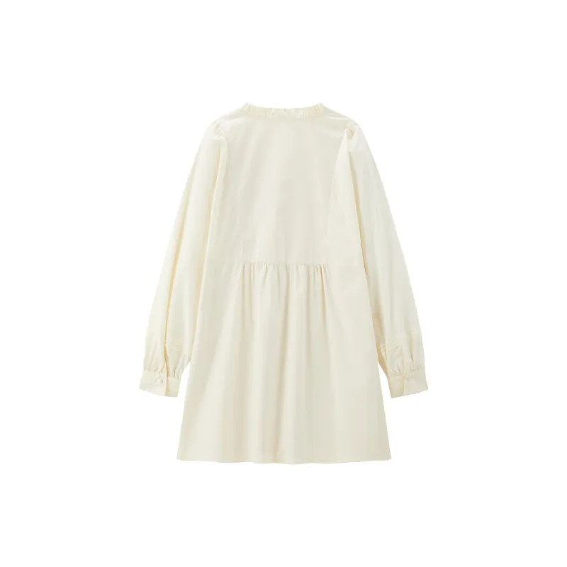 LEDIN Long Sleeved Dress Women's Beige Yellow-1