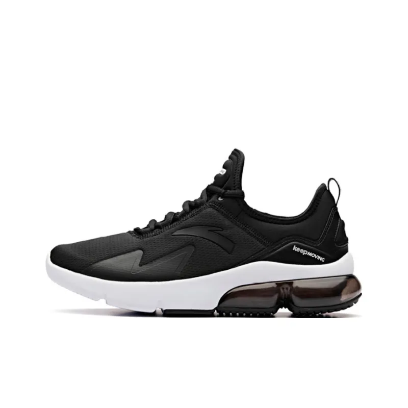 Anta Cushioned Slip Resistant Breathable Coverage Low Top Running Shoes Men's Black White-0