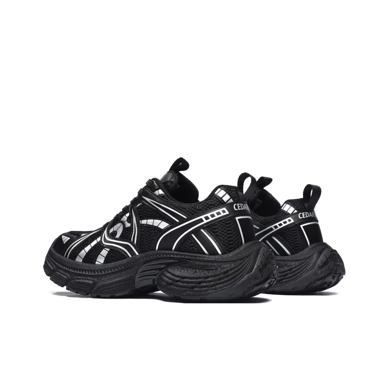 CEDAR HAN Chunky Sneakers Unisex Low Top Black-4
