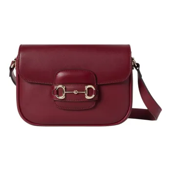 GUCCI Horsebit 1955 Soft Leather Crossbody Bag, Shoulder Bag Women's Ancora Red