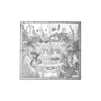 HERMES Silk Scarves Women's Black White