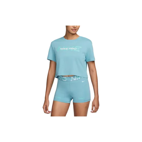 Nike PRO T-Shirts Women's Turquoise Denim