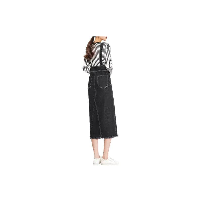LOUISY AO Denim Long Skirts Women's Black-1