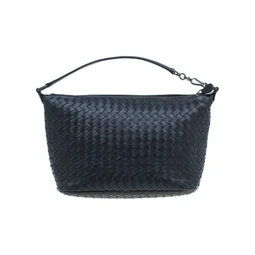 Bottega Veneta Leather One Shoulder Handbag Women's Dark Blue