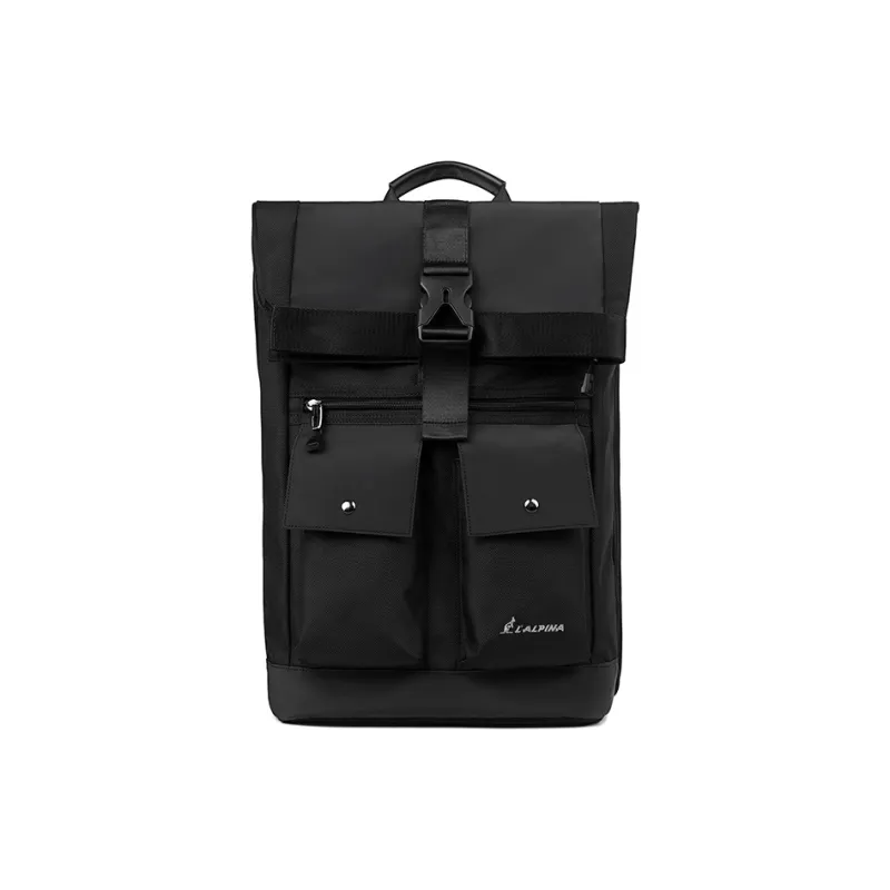 L'ALPINA Nylon Fabric Backpack Laptop Bag Backpack Regular Men's Classic Black-0