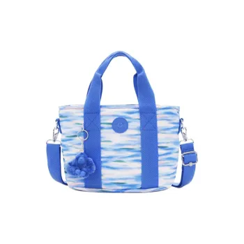 Kipling Polyester Tote Bag, Shopping Bag, Shoulder Bag, Handbag Small Size Unisex Blue White