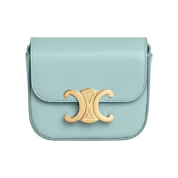 CELINE Triomphe Calfskin Shoulder Bag, Crossbody Bag Mini Women's Pool Blue