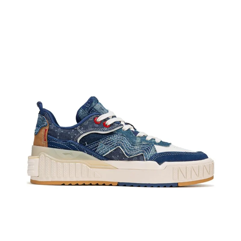 LiNing 001 UNBLOCK UNBLOCK Monomer Wear-Resistant Slip-Resistant Low-Top Skateboard Shoes Blue White-1