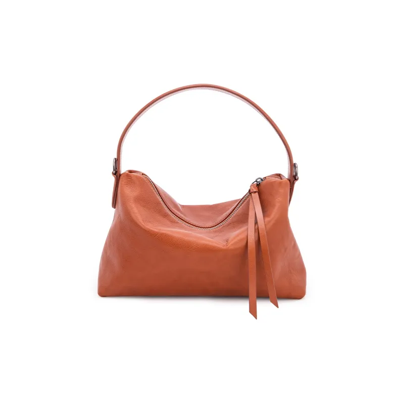 VENOF Genuine Cow Leather Shoulder Bag Dumpling Bag Handbag Small Size Women's Ebony/Kahlo/Desert Brown-8