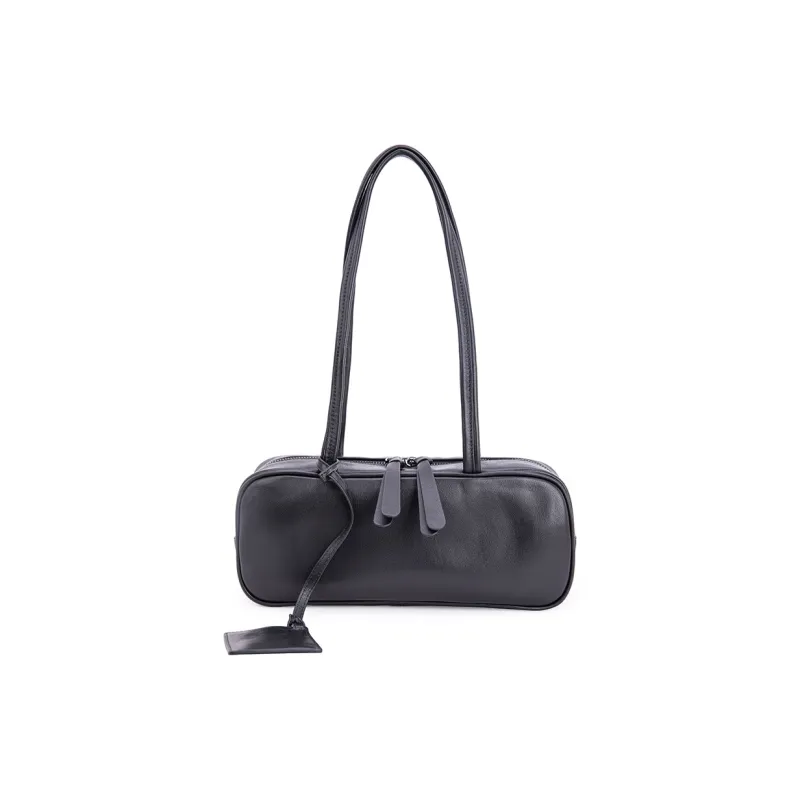 VENOF Cow Leather Shoulder Bag Medium Size Women's Caramel Tea/Coffee/Twilight Black-5