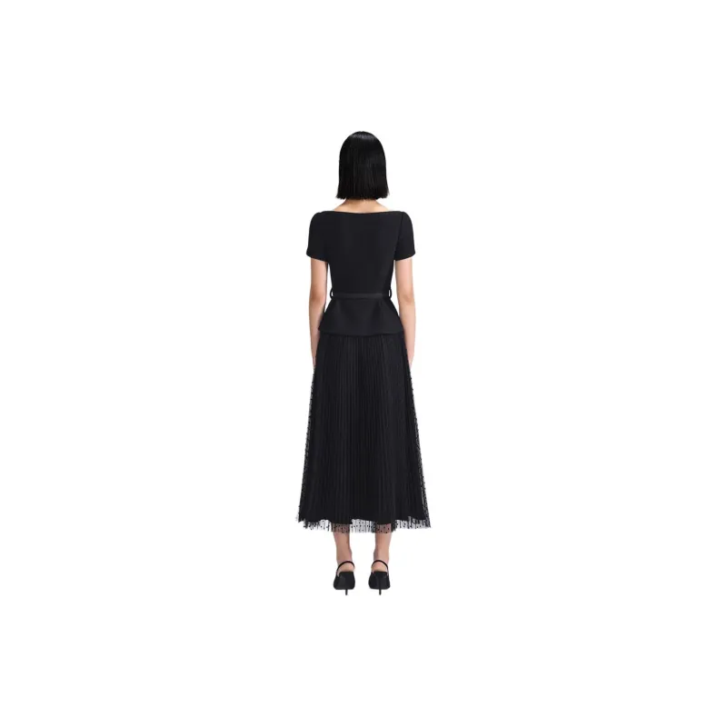 Self portrait Short Sleeved Dress Women's Classic Black-0