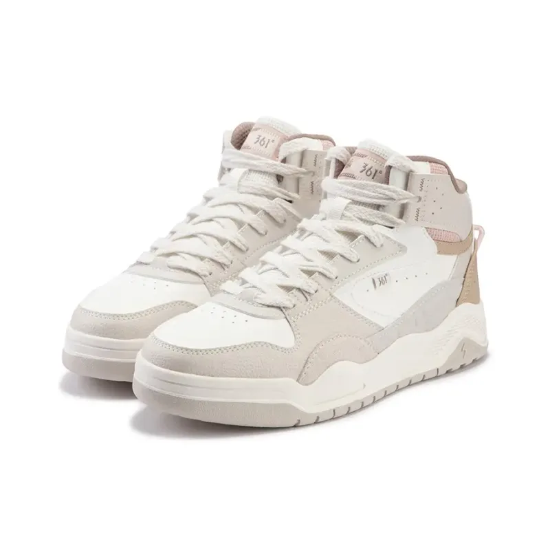 361° Xingran 4 Wear Resistant High Top Skateboard Shoes Women's White Gray-2