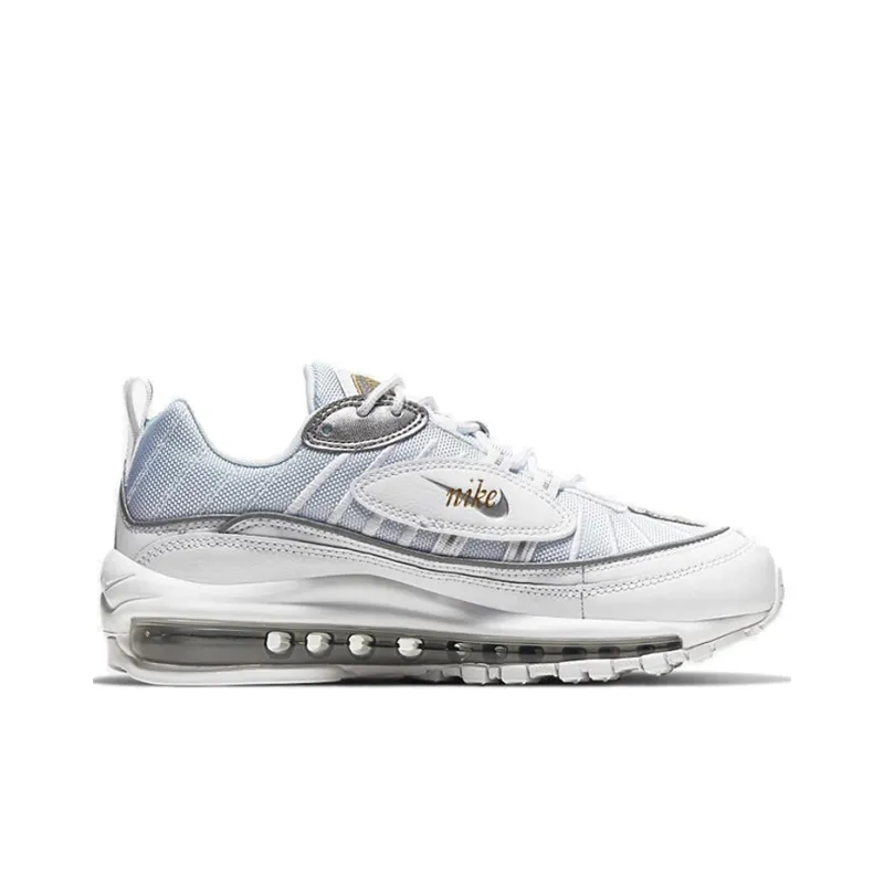 Nike Air Max 98 White Silver Gold Women's-1