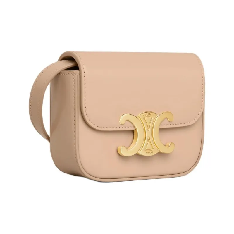 CELINE Triomphe Calfskin Shoulder Bag, Crossbody Bag Mini Women's Oat Beige-2