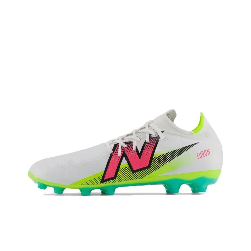 New Balance AG Rubber Short Studs Artificial Ground Anti Slip Wear Resistant Soccer Shoes Unisex White Green