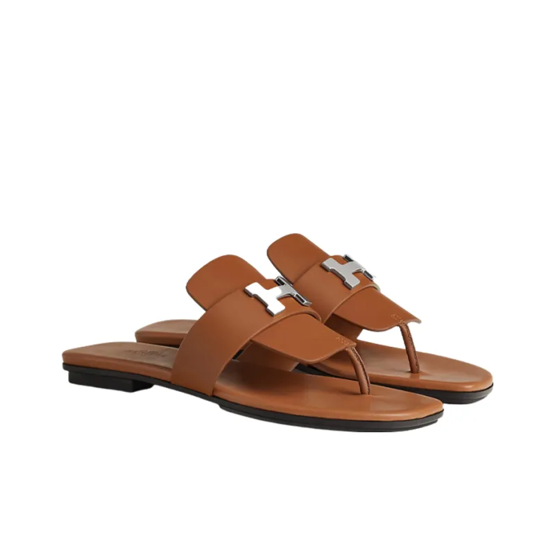 HERMES Galerie Stylish Sandal Women's Brown-2