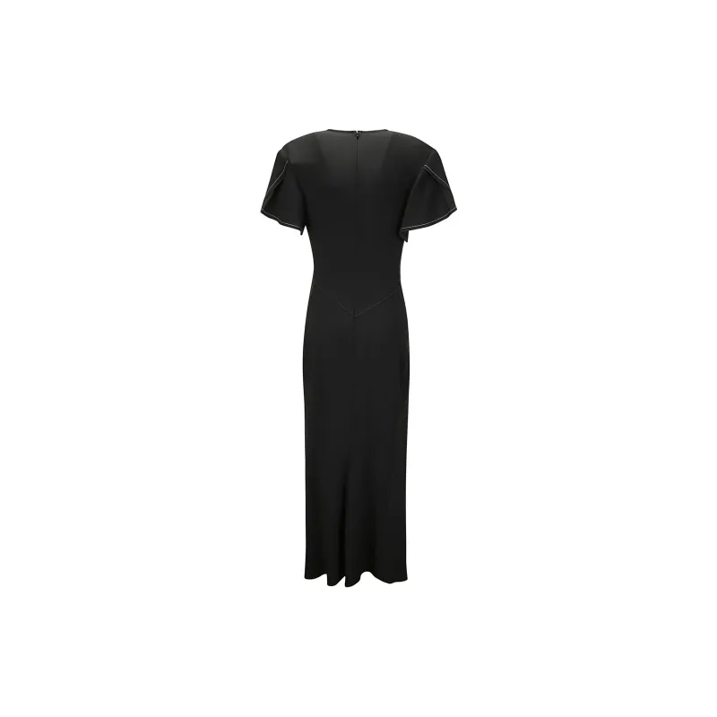 Victoria Beckham Gathered V Neck Midi Dress-1