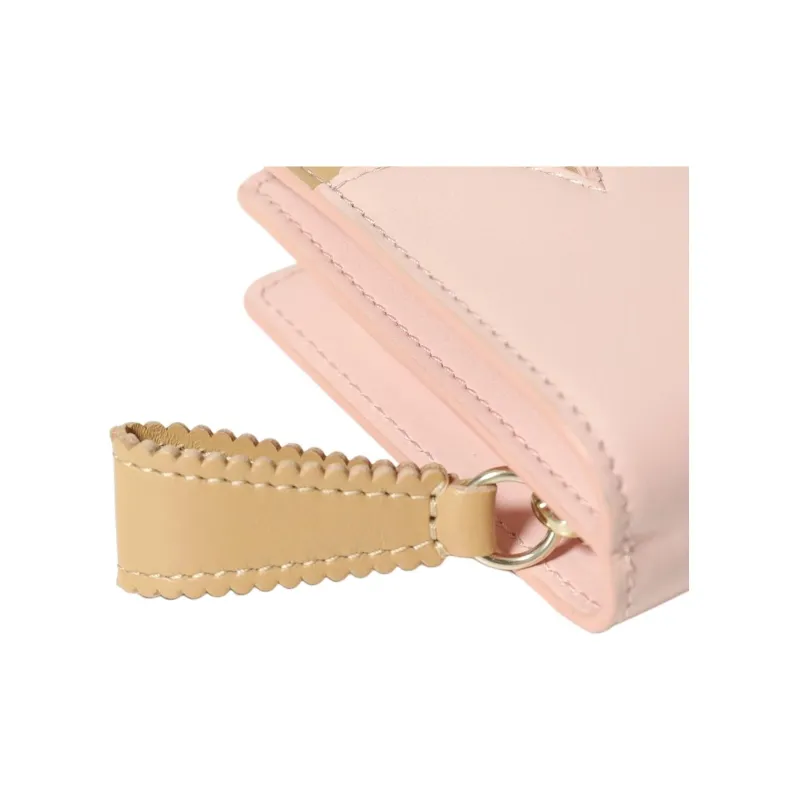 Chloe Linda Leather Wallet Mini Women's Pink & Beige-5