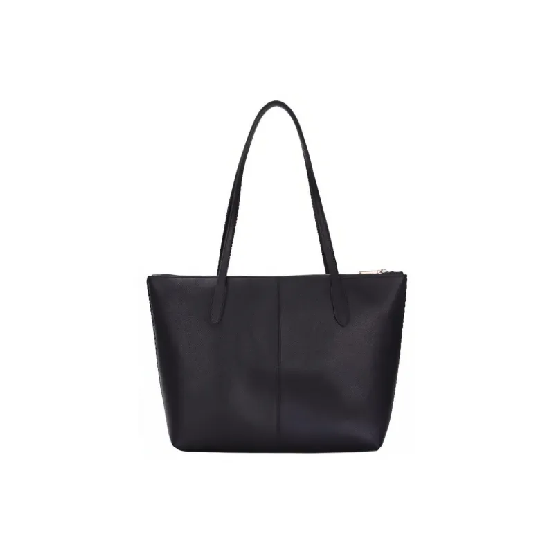COACH Zip Top Tote Cow Leather Tote Bag Shopping Bag Handbag Shoulder Bag Large Size Women's Black-2