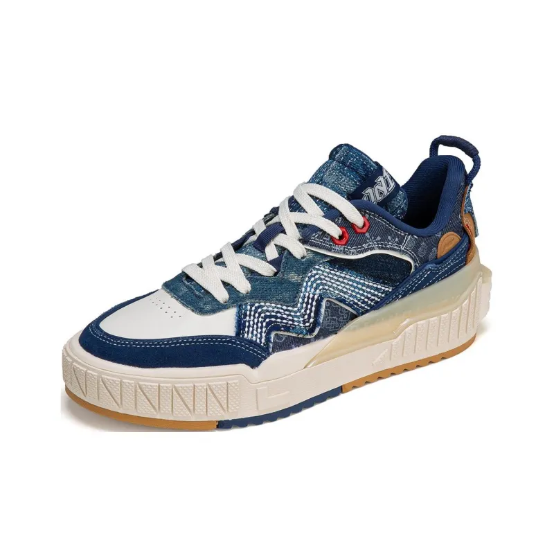 LiNing 001 UNBLOCK UNBLOCK Monomer Wear-Resistant Slip-Resistant Low-Top Skateboard Shoes Blue White-2