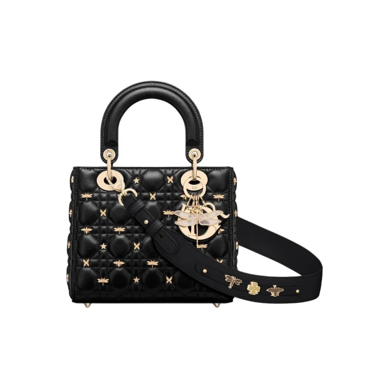 DIOR Lady DiorMy ABCDior Lambskin Shoulder Bag Crossbody Bag Handbag Small Size Women's Black-0