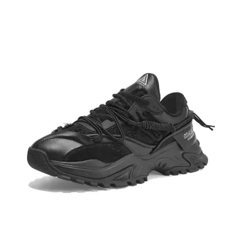 Masongarments Shark Tooth No. 1 Height Increasing Wear Resistant Low Top Chunky Sneakers Unisex Moon Ink Black