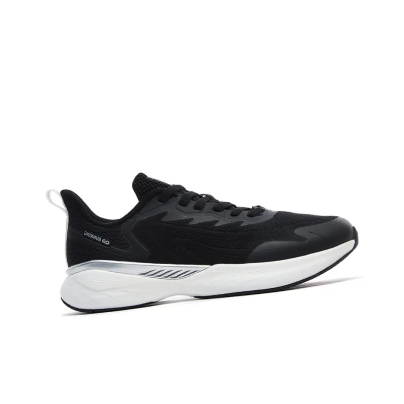 QIAODAN Flying Shadow Team1.0 Anti Slip Wear Resistant Low Top Long Distance Running Shoes Men's Black Silver-1