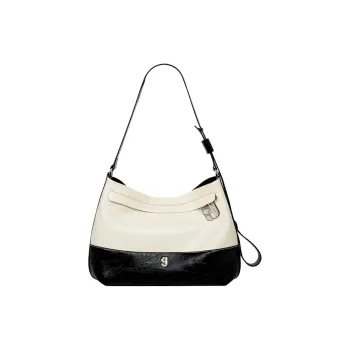 KUNOGIGI Leather Cow Leather Large Capacity Shoulder Bag Medium Size Women's Oreo/Black