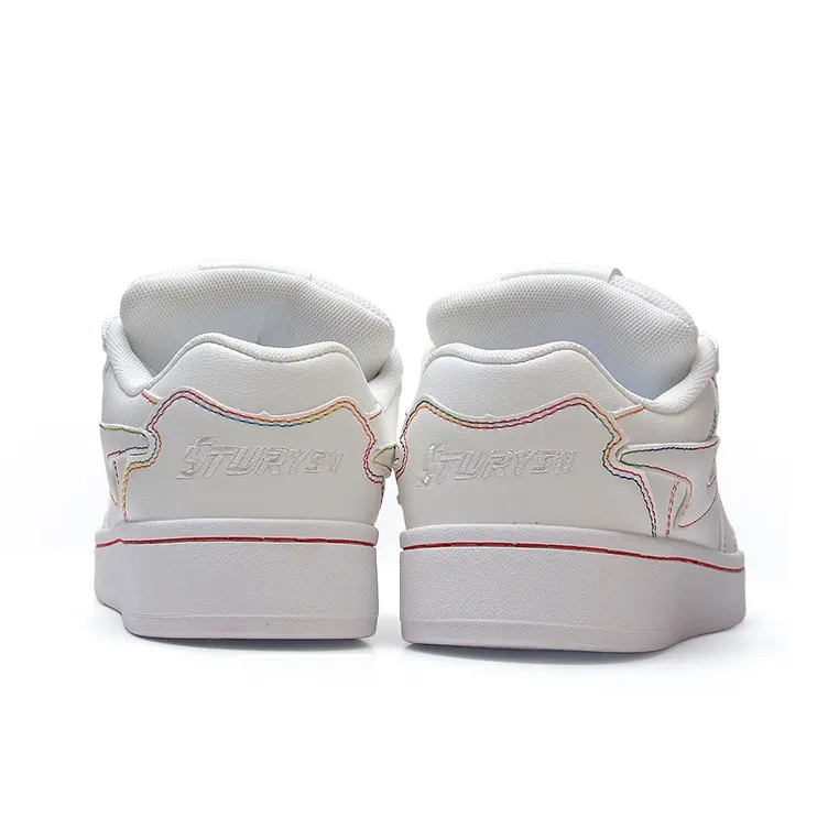 STUR YSN Skateboard Shoes Unisex White Rainbow-4