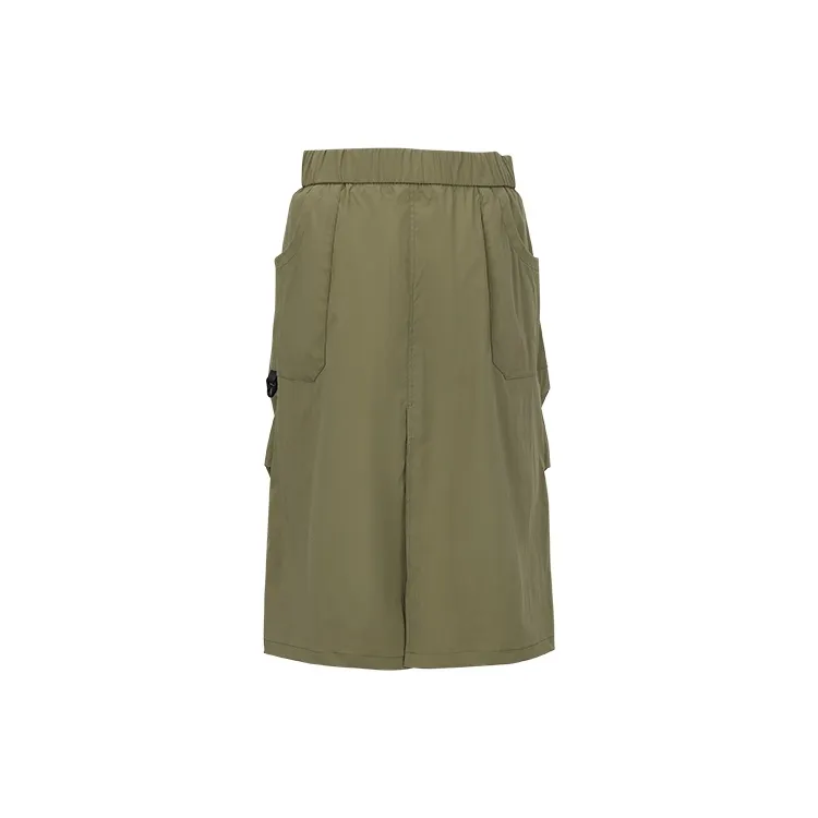 URBAN REVIVO Casual Long Skirt Women's Dark Brown Green-1