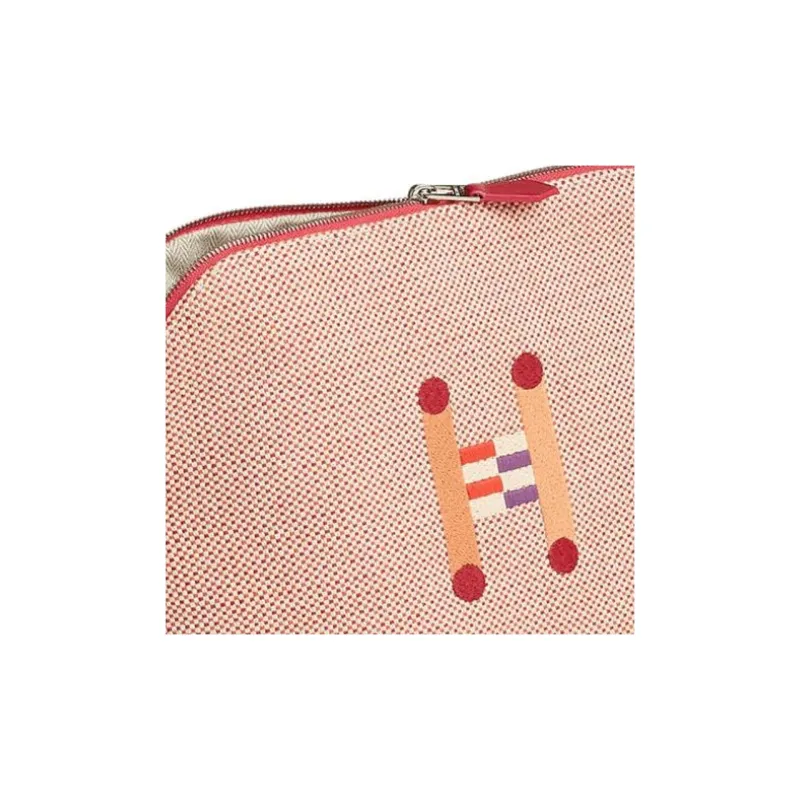 HERMES Bolide 100% Cotton Bowling Bag Storage Bag Medium Size Women's Orange-5