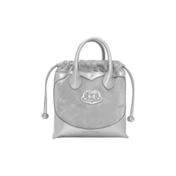 Girls Heart Artificial Leather Handbag, Crossbody Bag Women's Silver/Pink