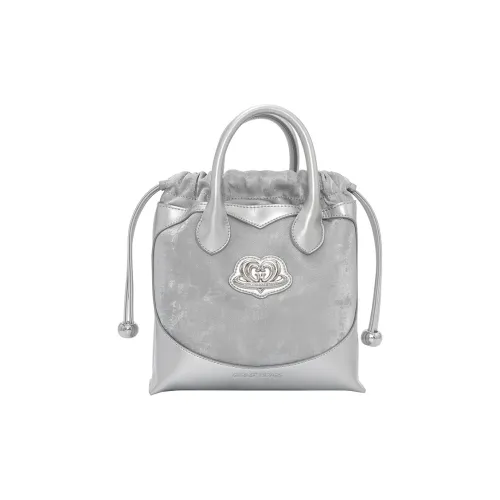 Girls Heart Artificial Leather Handbag, Crossbody Bag Women's Silver/Pink