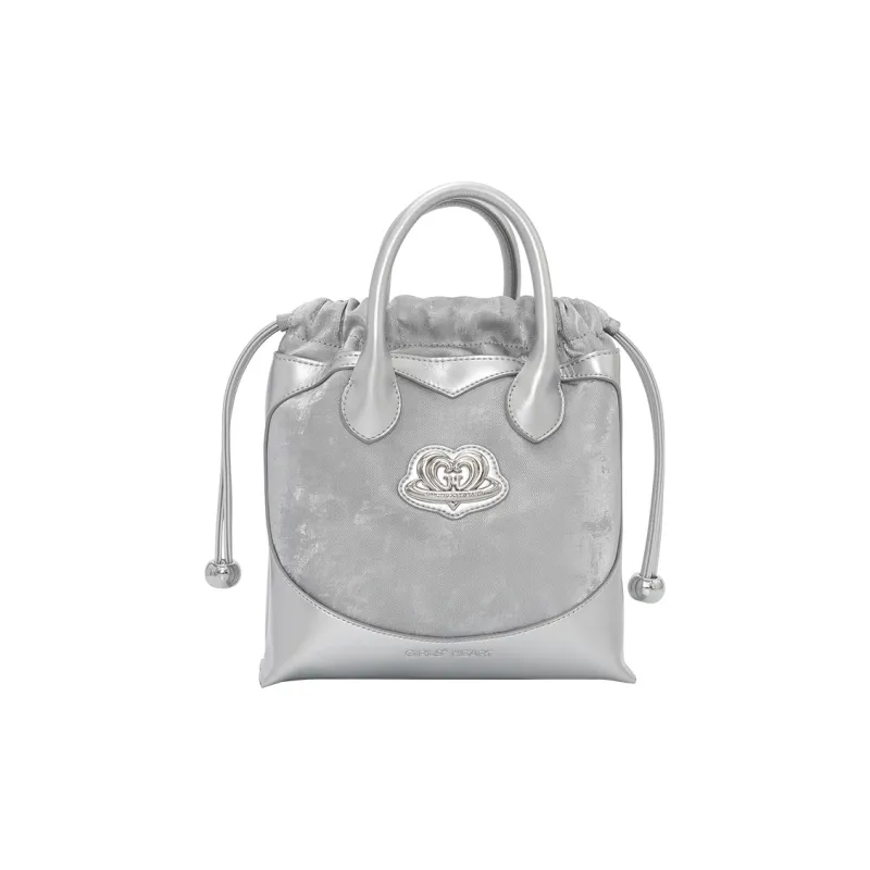 Girls Heart Artificial Leather Handbag, Crossbody Bag Women's Silver/Pink-0