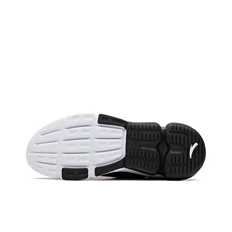 Anta Cushioned Slip Resistant Breathable Coverage Low Top Running Shoes Men's Black White-4