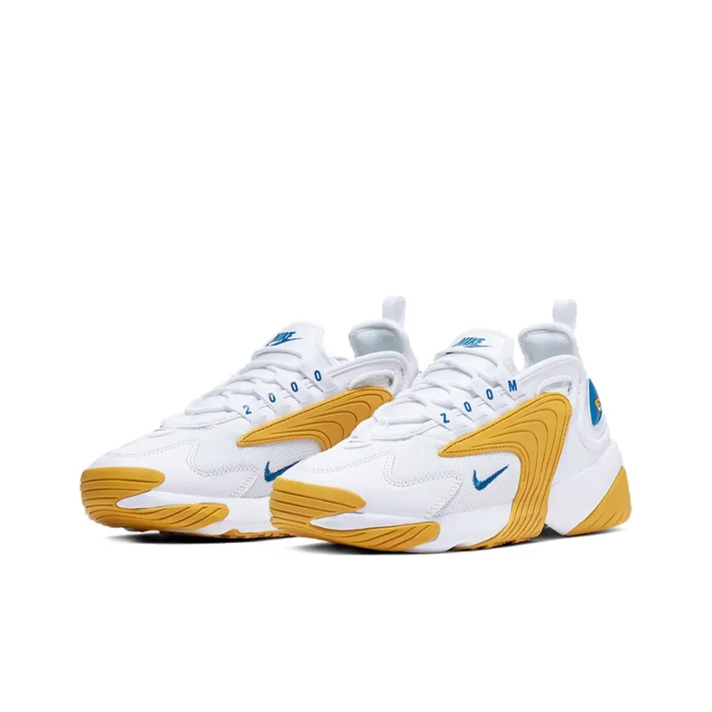 Nike Zoom 2K Shock Absorbers With Slip Resistant Features Low Top Running Shoes Women's White Yellow-2