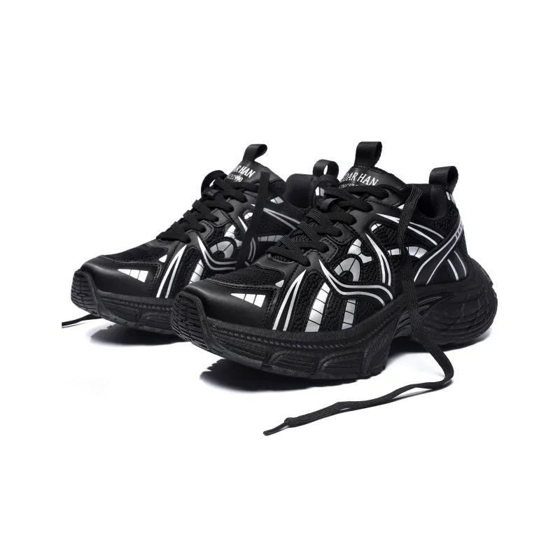 CEDAR HAN Chunky Sneakers Unisex Low Top Black-2