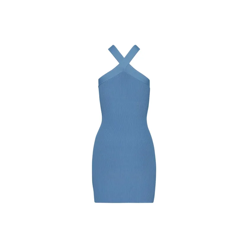 ARITZIA Babaton Sculpt Knit Criss Cross Dress Sleeveless Dress Women's Flagstone Blue/Stone Blue-1