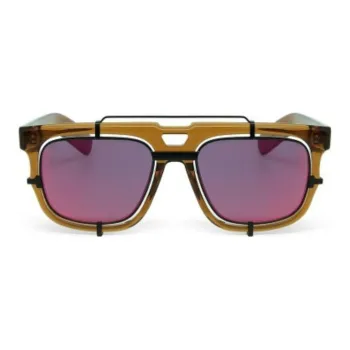 KESSLER Acetate Titanium Aviator Sunglasses Unisex Umber