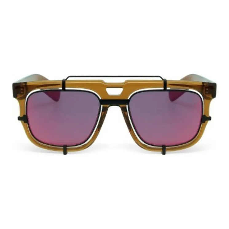 KESSLER Acetate Titanium Aviator Sunglasses Unisex Umber-0