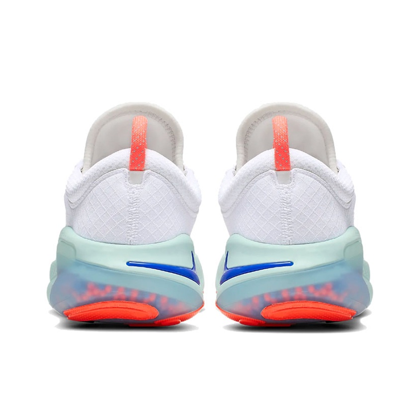 nike joyride run flyknit white bright mango racer blue