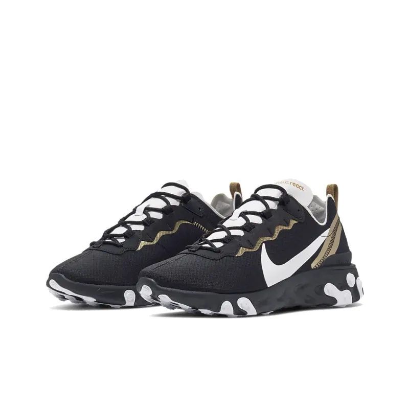 Nike React Element 55 Black Metallic Gold White-2