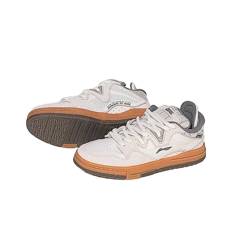 LiNing Wei Wu PRO Pro Non-slip Lightweight Low-Top Skateboard Shoes Men's Gray White-4