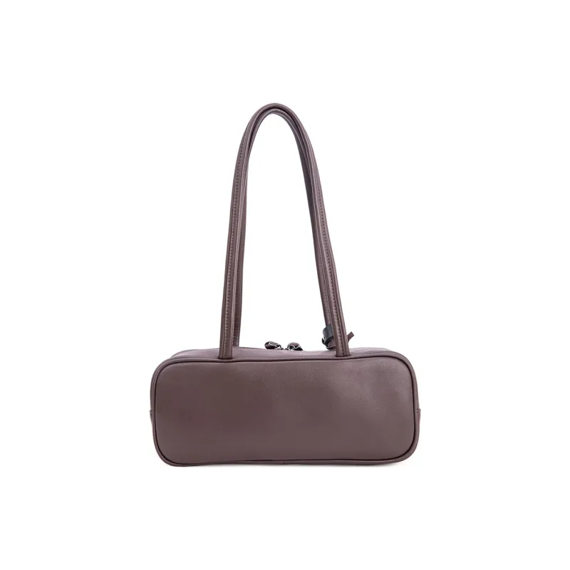 VENOF Cow Leather Shoulder Bag Medium Size Women's Caramel Tea/Coffee/Twilight Black-2