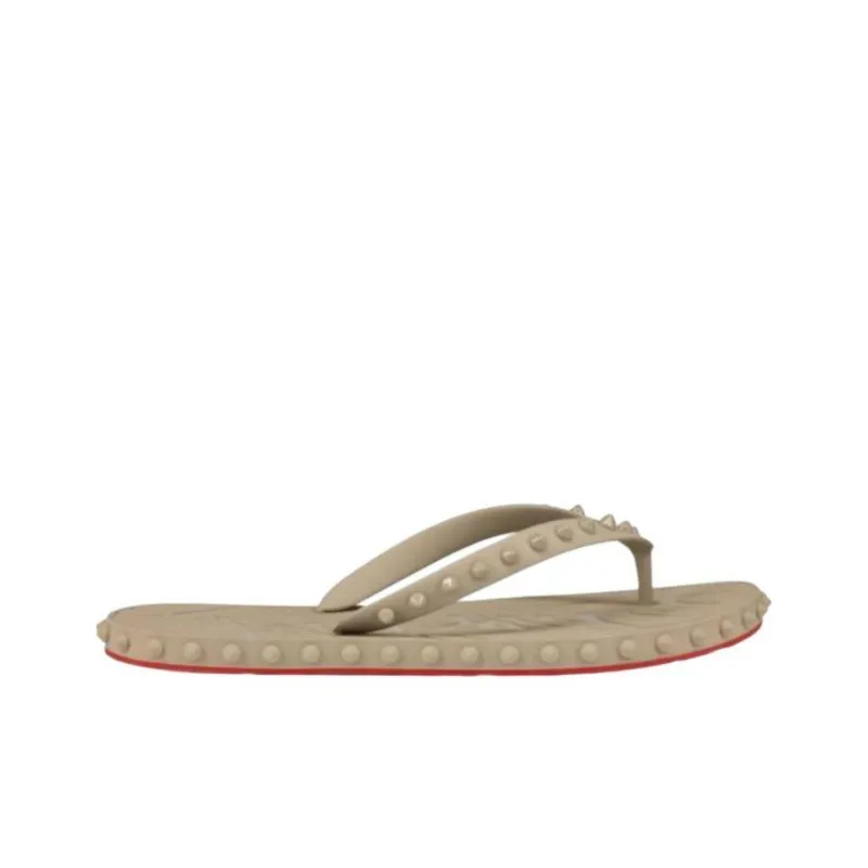 CL LUBOTING Loubi Flip Rubber Sole Flip Flops Men's Gray-1