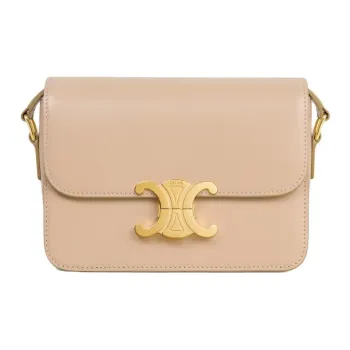CELINE Triomphe Shiny Cow Leather Crossbody Bag Shoulder Bag Women's Oat Beige