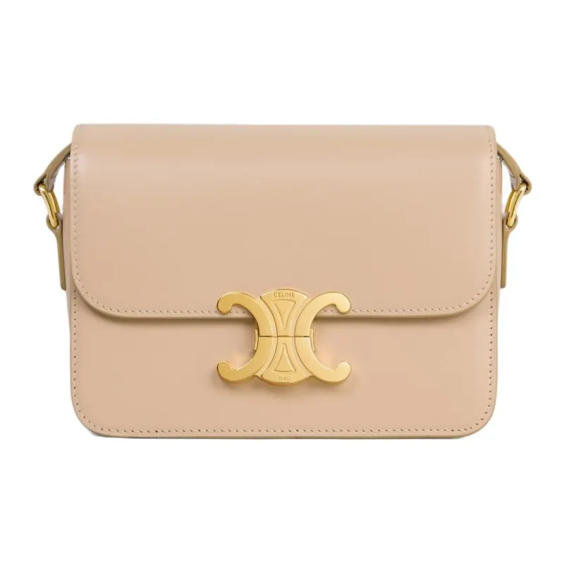 CELINE Triomphe Shiny Cow Leather Crossbody Bag Shoulder Bag Women's Oat Beige-0