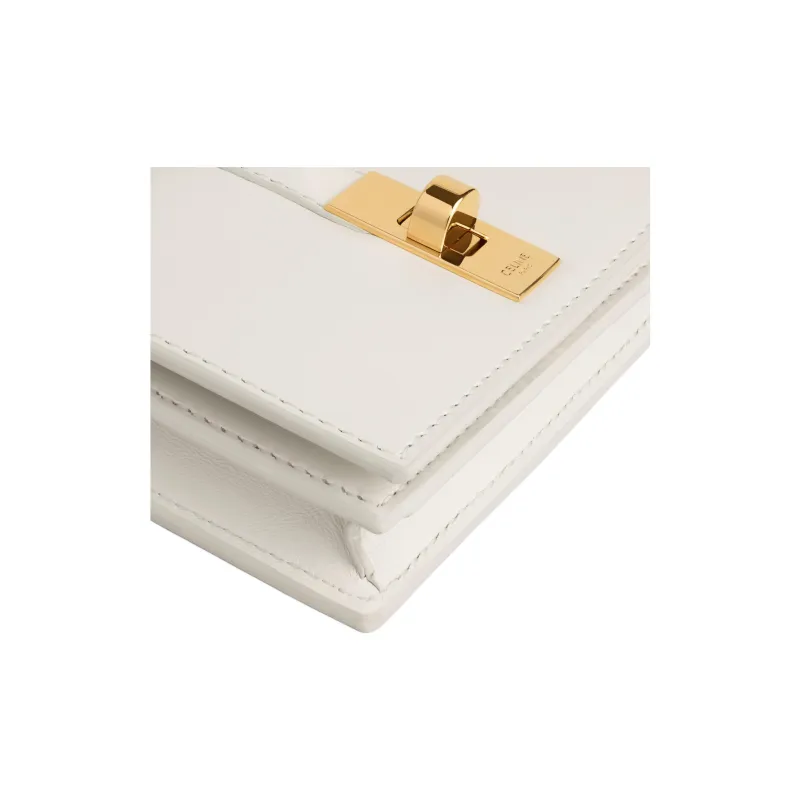 CELINE Triomphe Cow Leather Card Holder Women's Cotton White-4