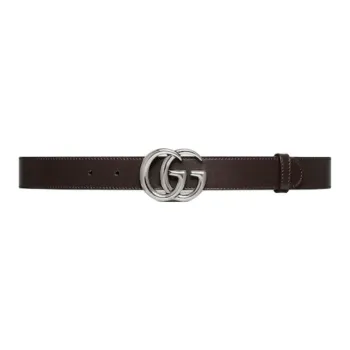 GUCCI Solid Color Design Leather Belts Men's Brown 3CM