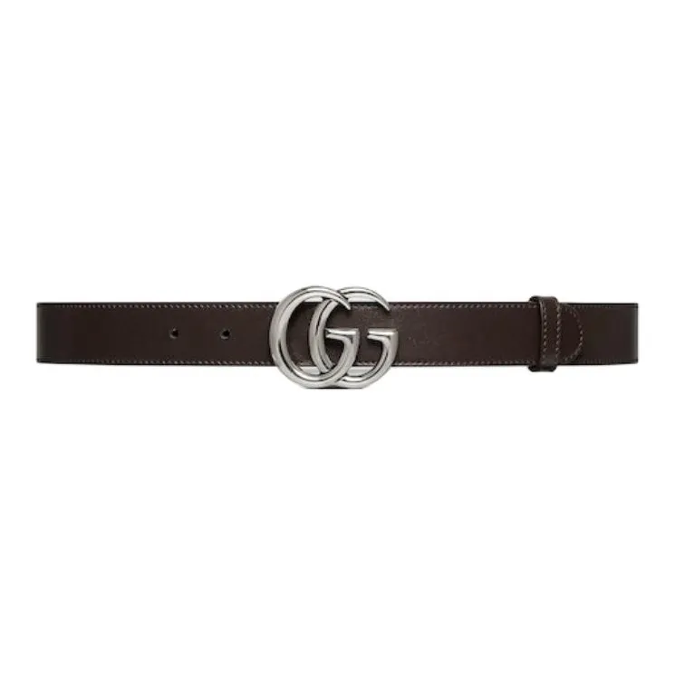 GUCCI Solid Color Design Leather Belts Men's Brown 3CM-0